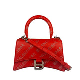 Balenciaga Red Leather Hourglass XS Rhinestones Two-Way Bag