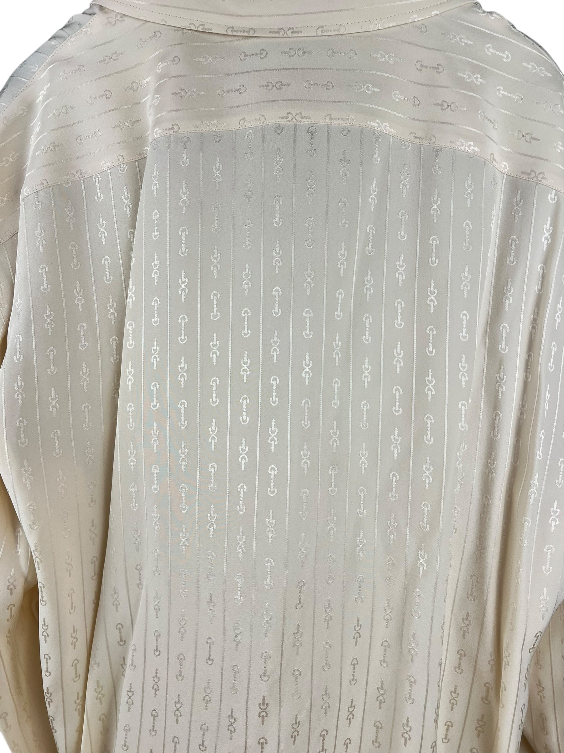 Gucci Ivory Silk Horsebit Button Down Top