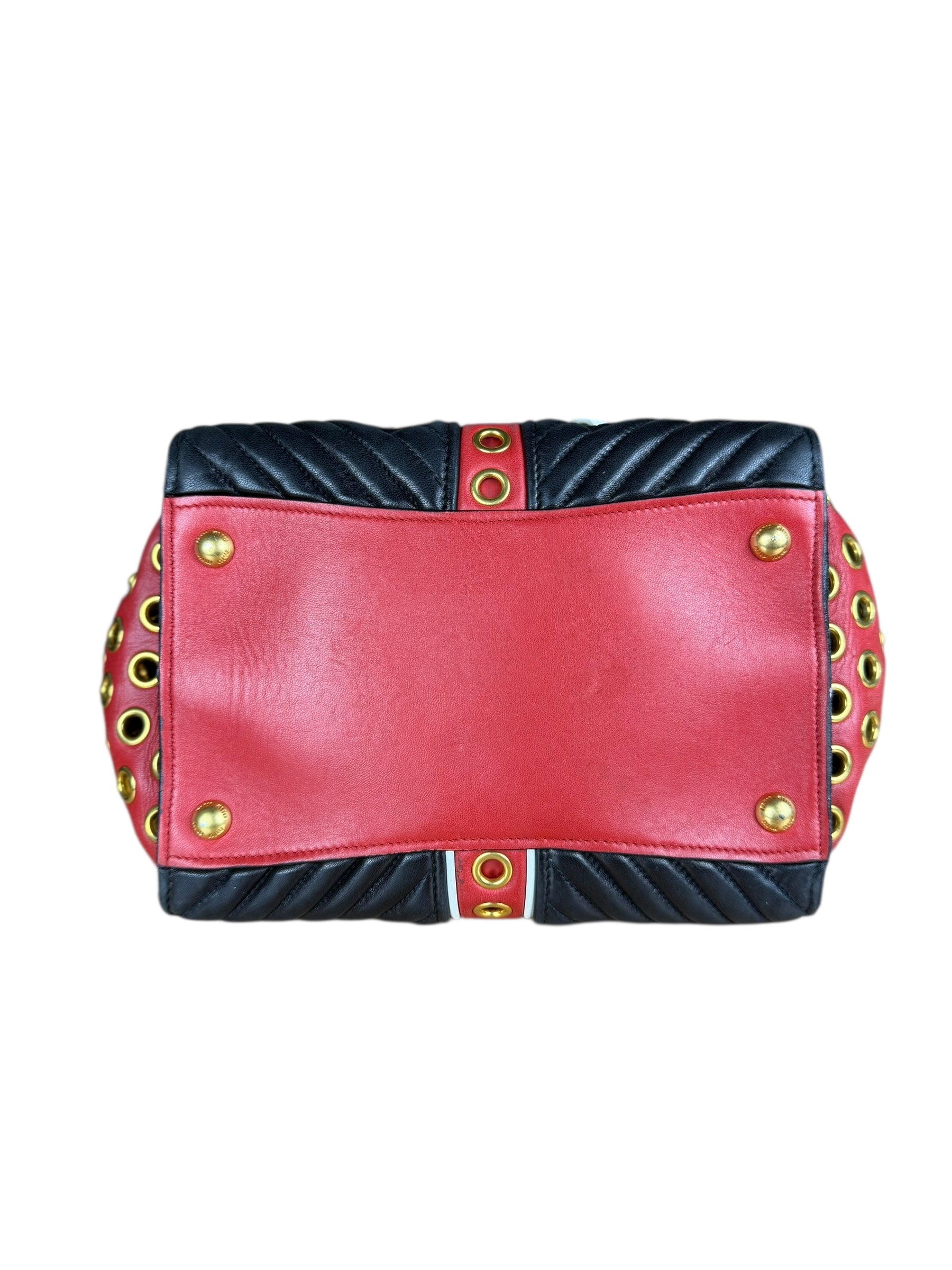 Miu Miu Leather Rings Red Biker Tote