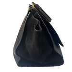 Celine Black Suede/Crocodile Embossed Leather Trapeze Two-Way Bag