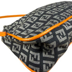 Fendi Orange Leather Trim Zucca Pochette