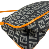 Fendi Orange Leather Trim Zucca Pochette