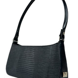Salvatore Ferragamo Vintage Black Lizard Embossed Leather Pochette
