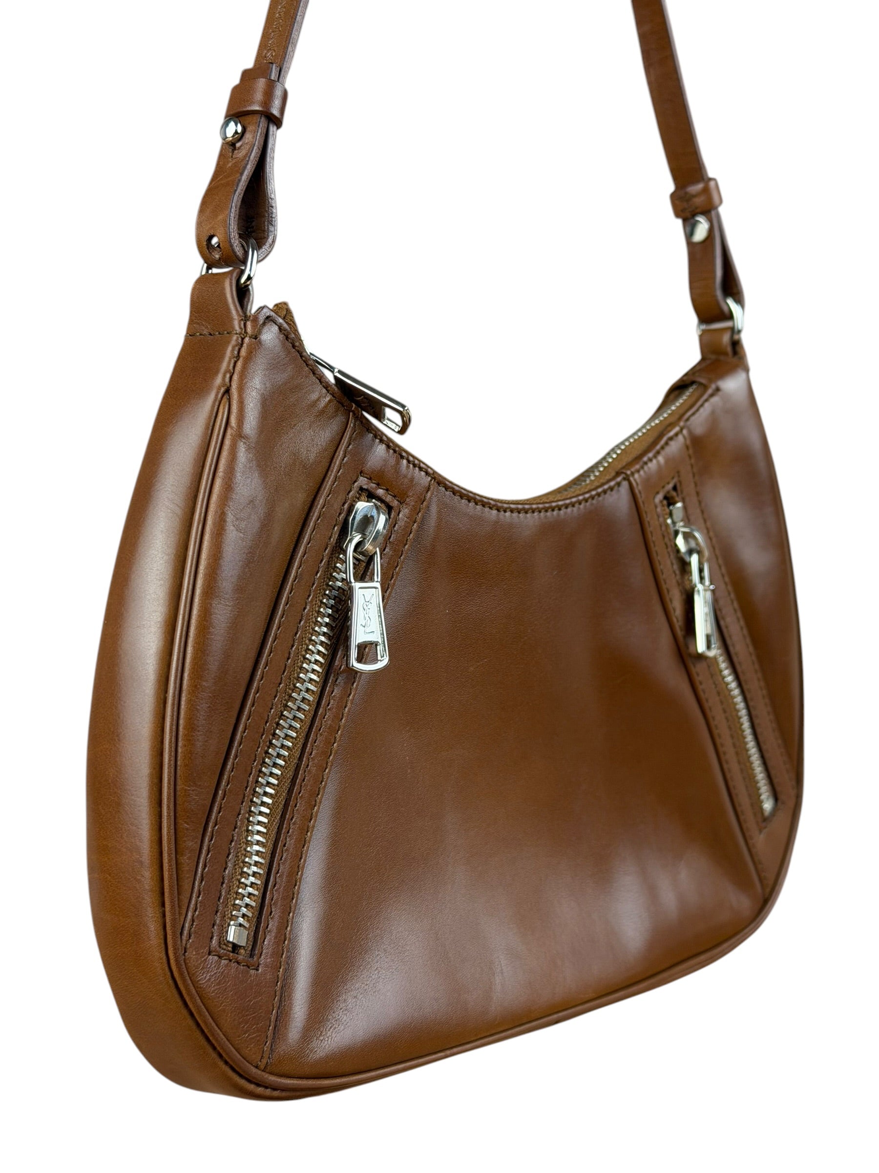Saint Laurent Vintage Brown Leather Mini Shoulder Bag