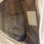 Prada Beige/Cream Leather Trim Logo Jacquard Hobo Bag