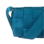 Bottega Veneta Teal Blue Intrecciato Cassette Flap Crossbody Bag