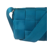 Bottega Veneta Teal Blue Intrecciato Cassette Flap Crossbody Bag
