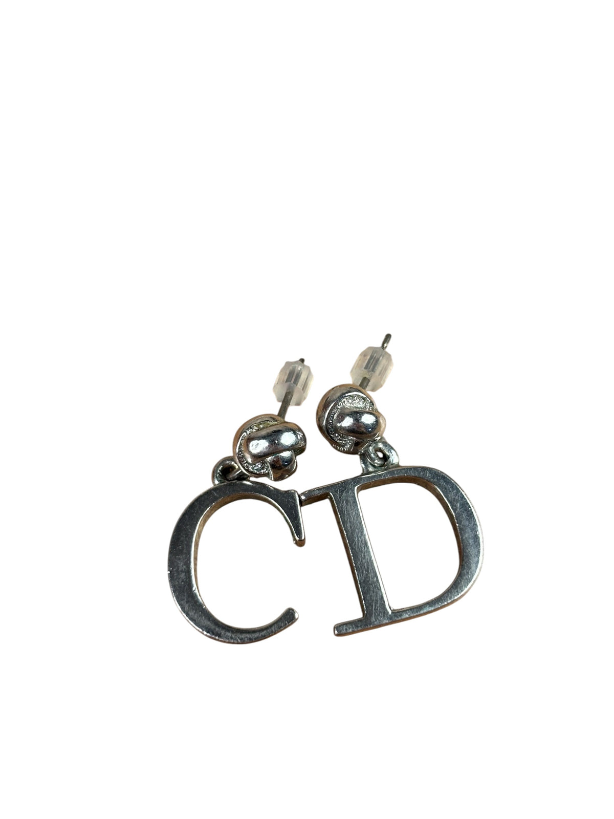 Christian Dior Silver D&C Charm Navy Drop Earring
