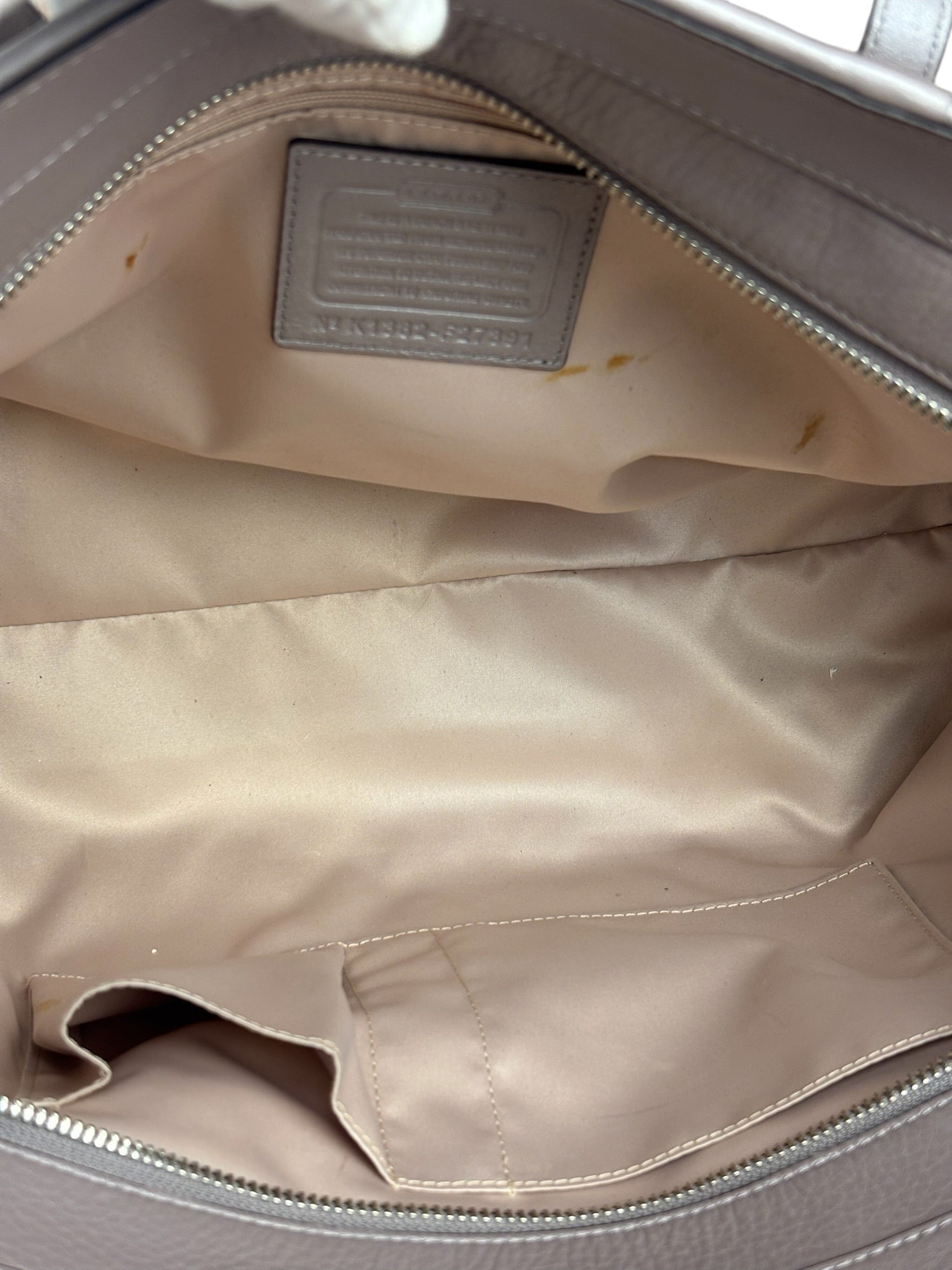 Coach Putty Grey Leather Taylor Eyelet Caryall Shoulder Bag