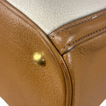 Miu Miu Beige/Brown Bicolor Leather Madras Handbag