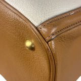Miu Miu Beige/Brown Bicolor Leather Madras Handbag