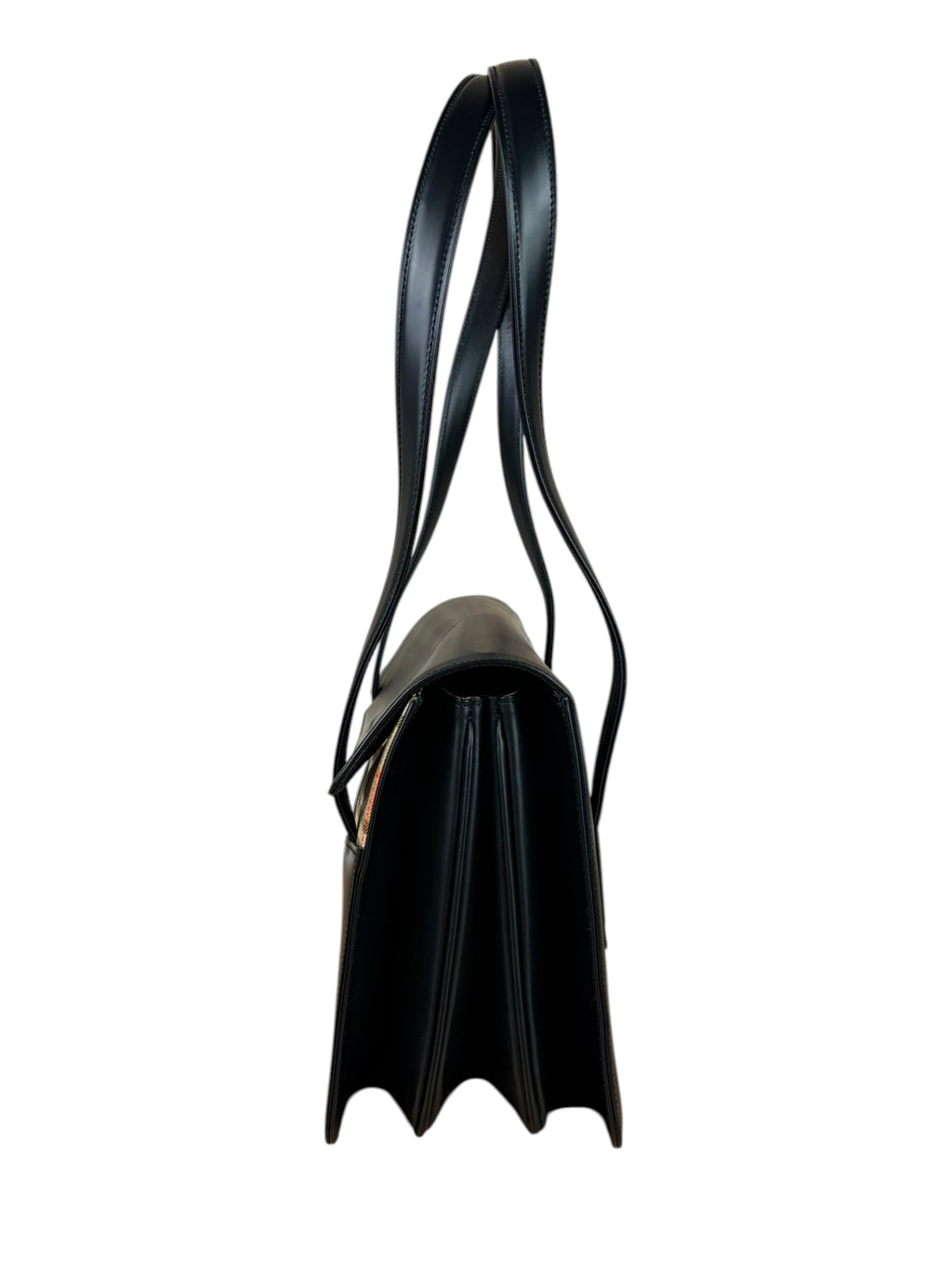 Burberry Black Leather Shadow Horse Nova Check Handbag