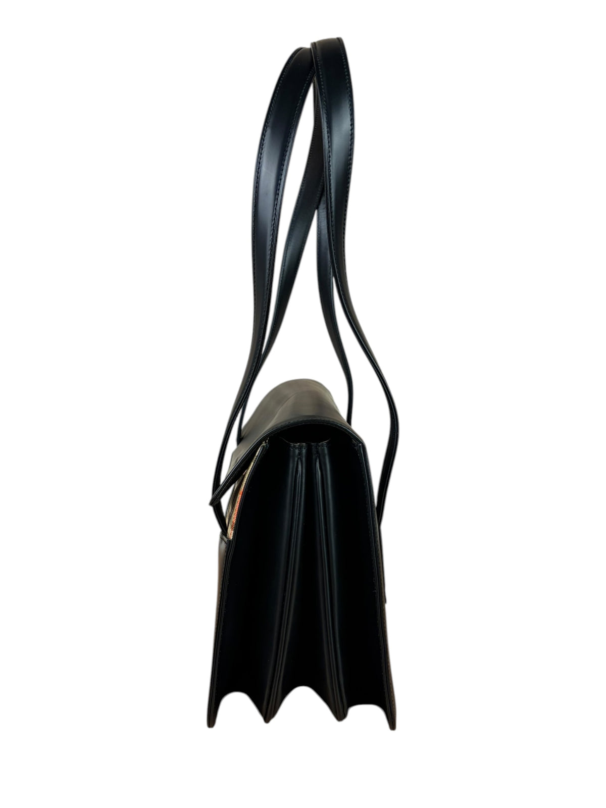 Burberry Black Leather Shadow Horse Nova Check Handbag