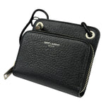 Yves Saint Laurent Black Leather Paris Lanyard Wallet