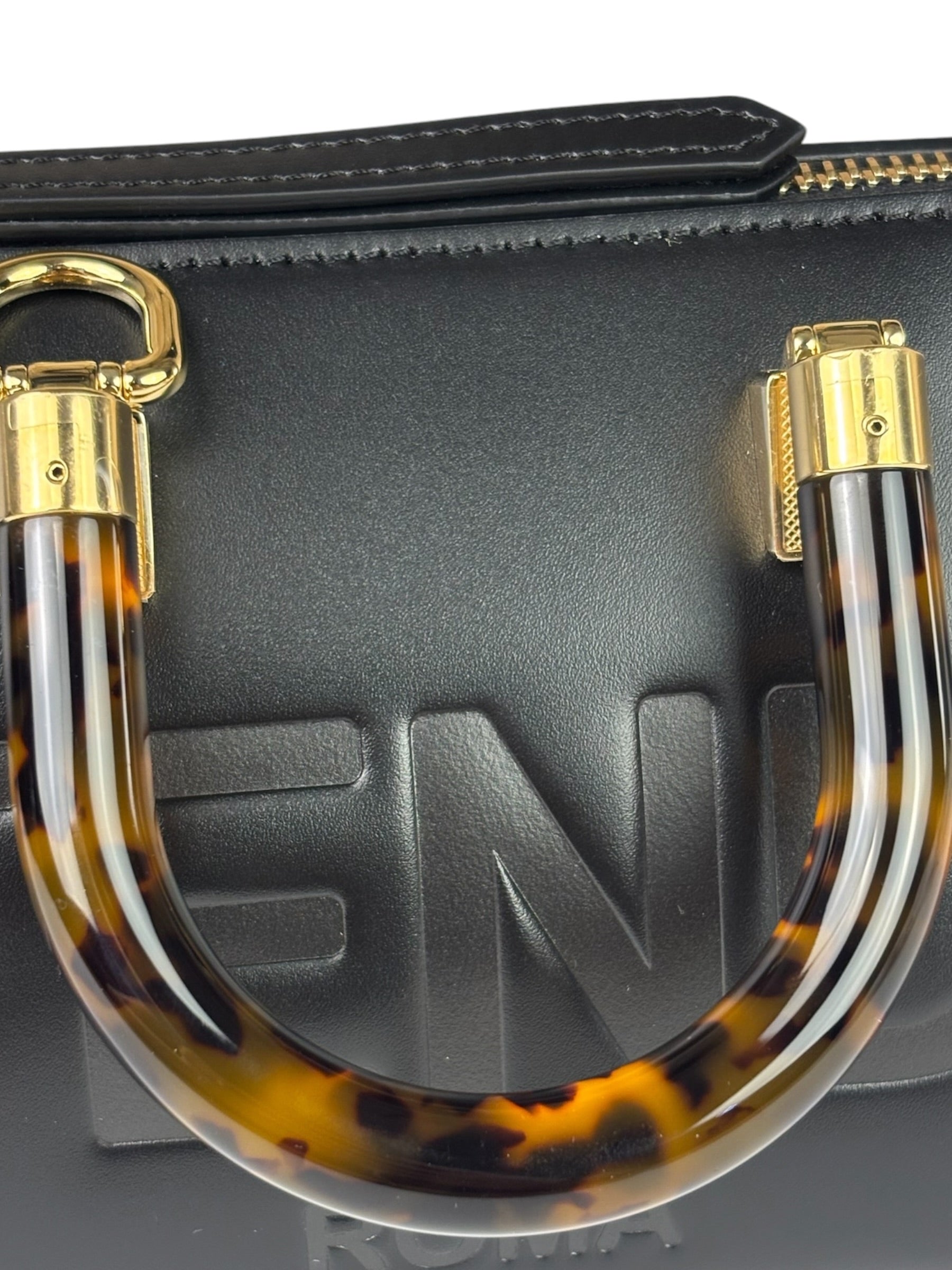 Fendi Black Leather Mini By The Way Boston Bag