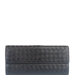 Bottega Veneta Brown Leather Woven Intrecciato Bi-Fold Continental Wallet