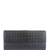Bottega Veneta Brown Leather Woven Intrecciato Bi-Fold Continental Wallet