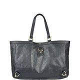 Gucci Black Leather GG Supreme D-Ring Abbey Tote