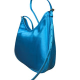 Balenciaga Blue Satin/Leather Trim Leopolda Small Hobo Bag