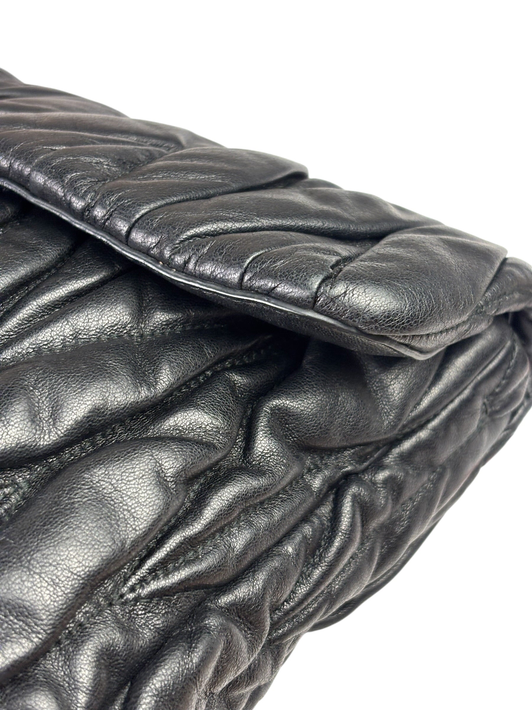 Miu Miu Black Leather Matelasse Shoulder Bag