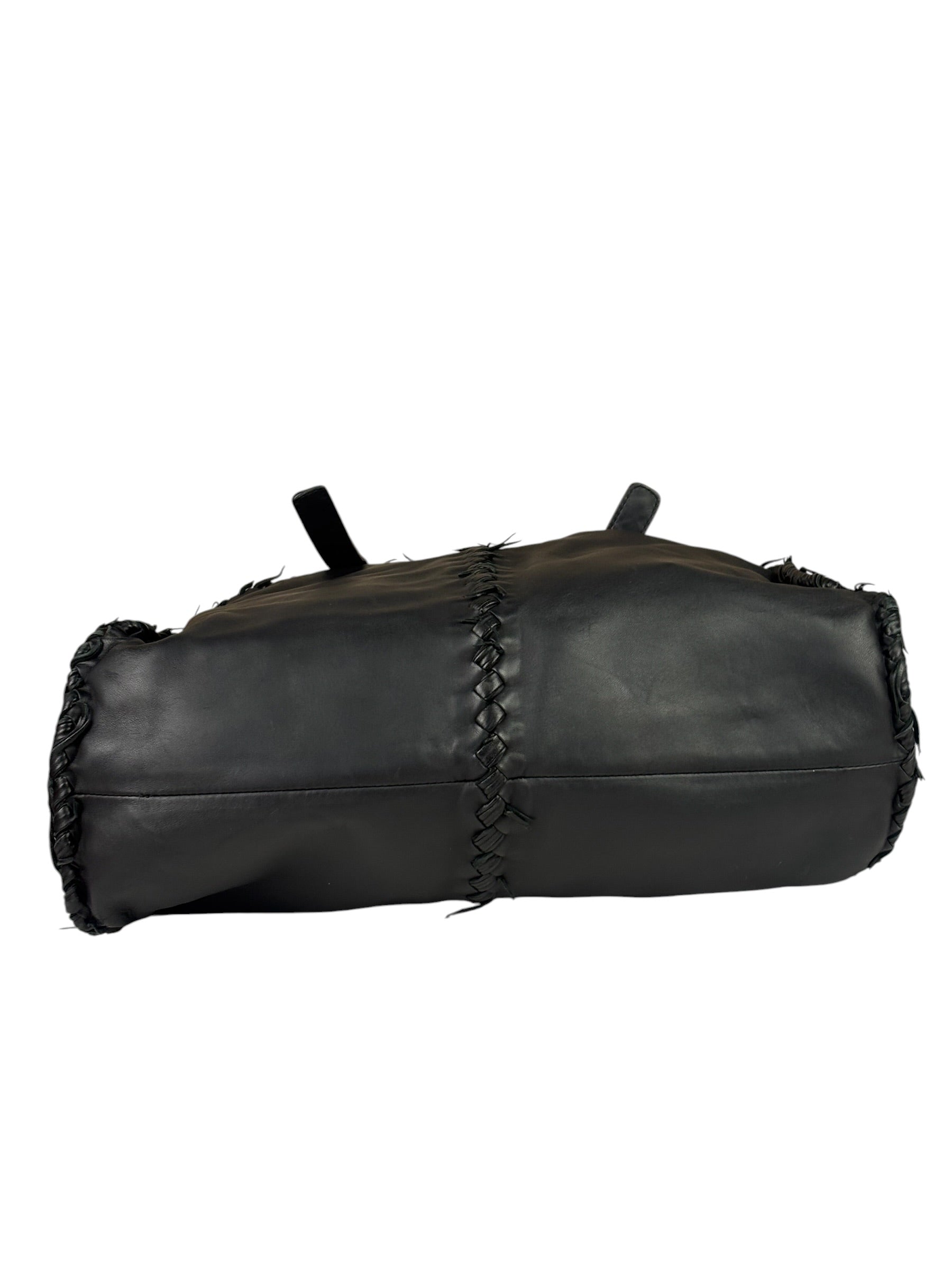 Bottega Veneta Black Intrecciato Fringe Shoulder Bag