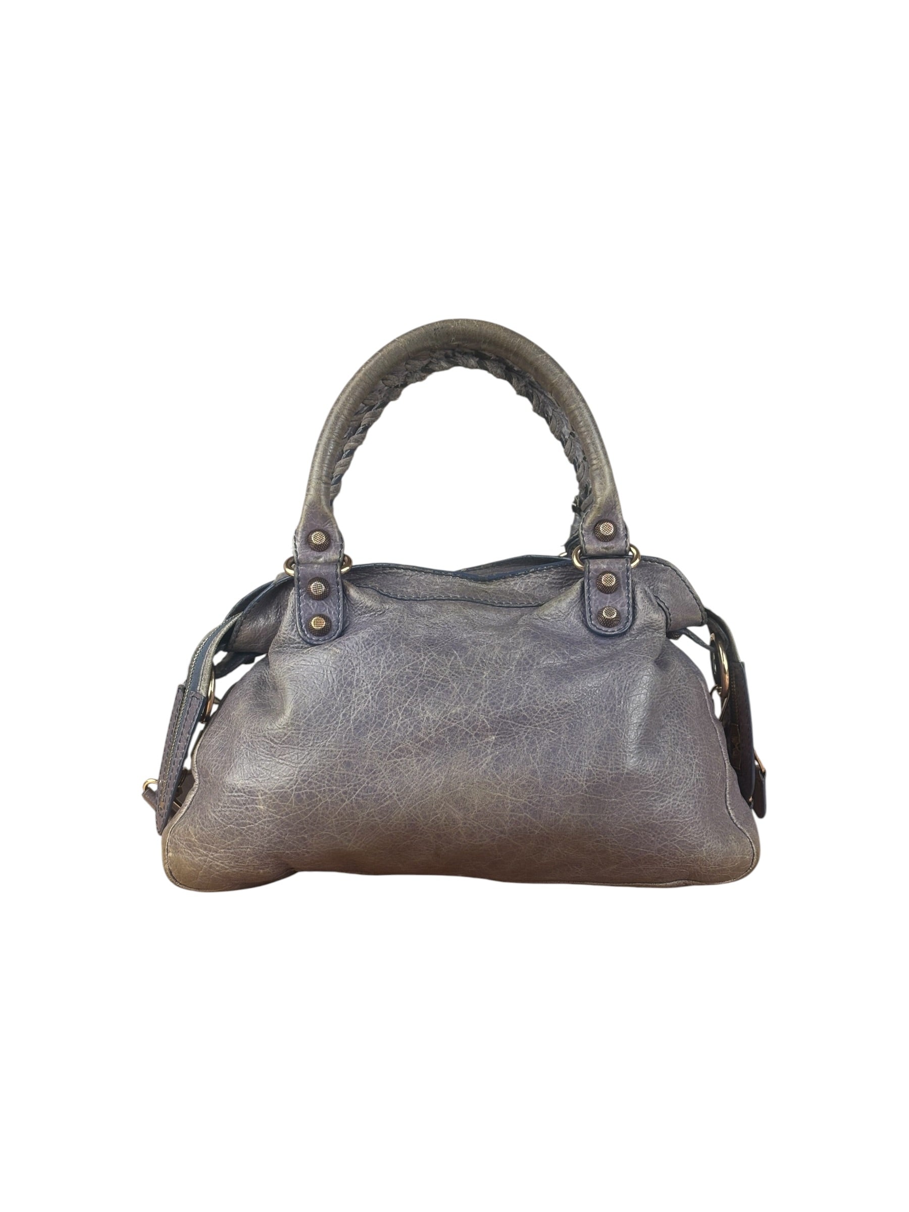 Balenciaga Vintage Distressed Purple Leather City Bag