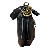 Coach Black Poppy Liquid Gloss Leather Storypatch Hobo Bag