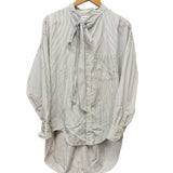 Balenciaga White/Black Striped High/Low Oversized Long Sleeve Shirt