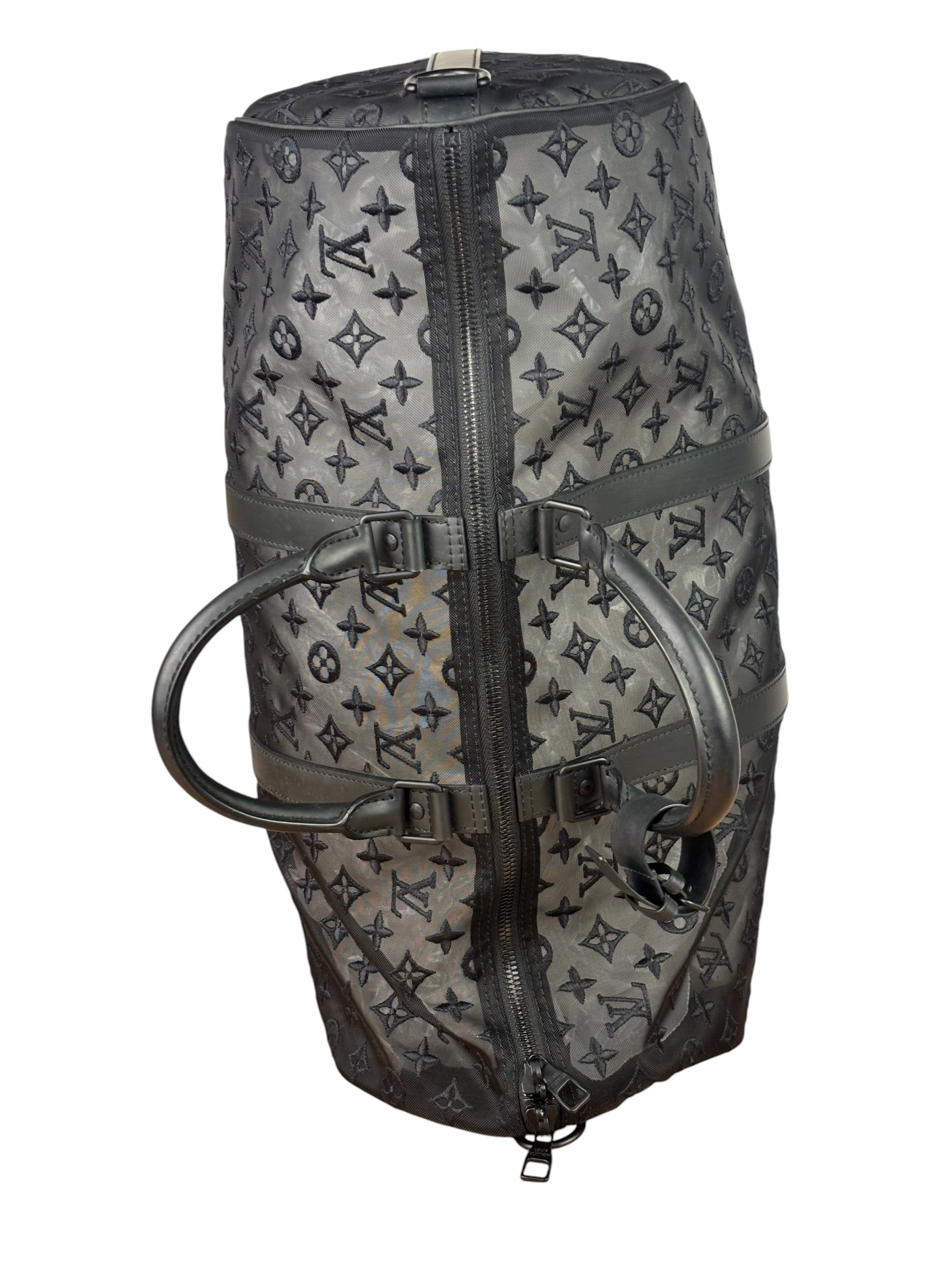 Louis Vuitton x Virgil Abloh Black Leather Trim Monogram Keepall 50