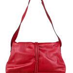 Burberry Red Leather Haymarket Check Shoulder Bag