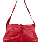 Burberry Red Leather Haymarket Check Shoulder Bag