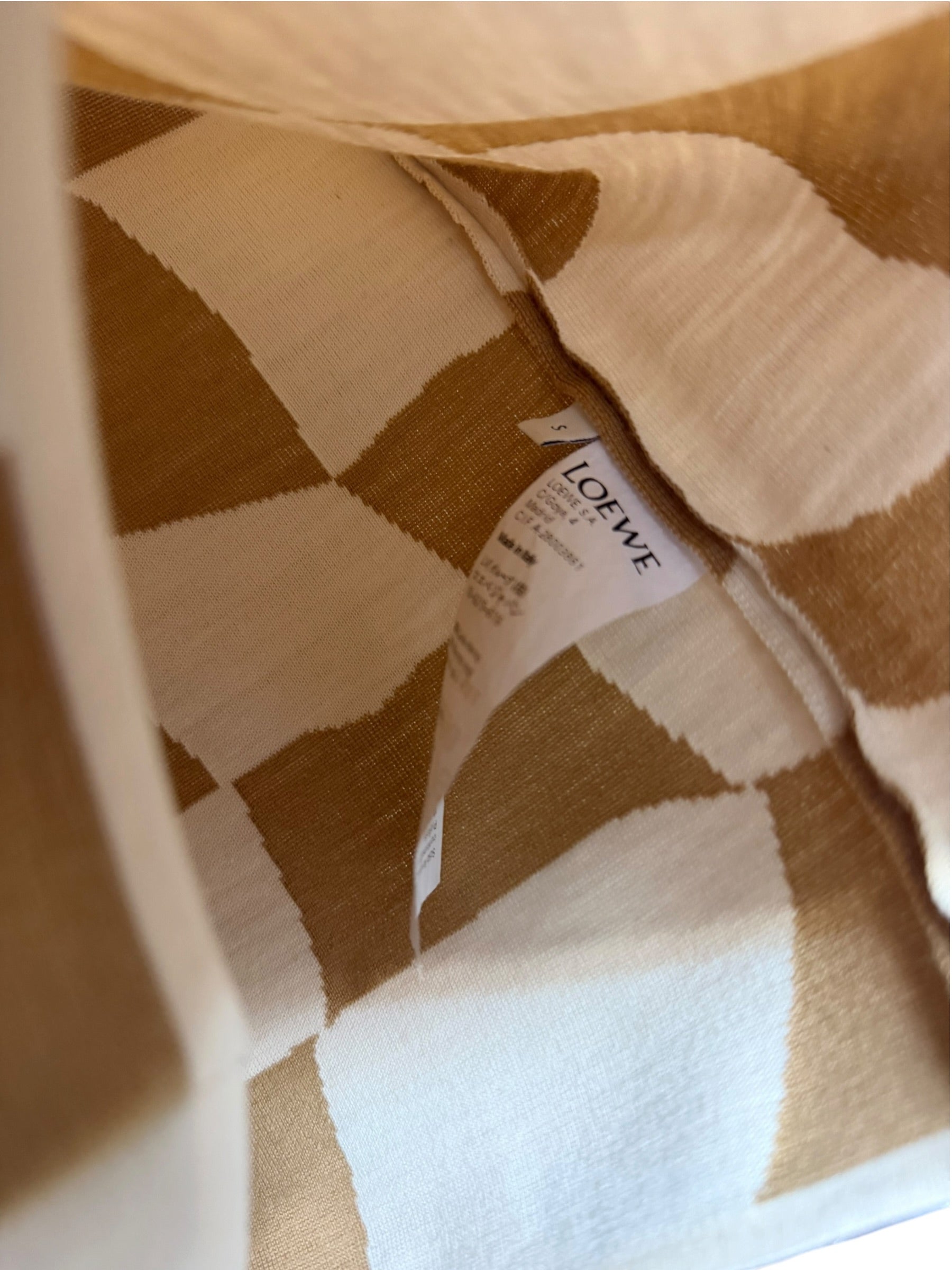 Loewe Wool Checkered Brown/Ivory Top