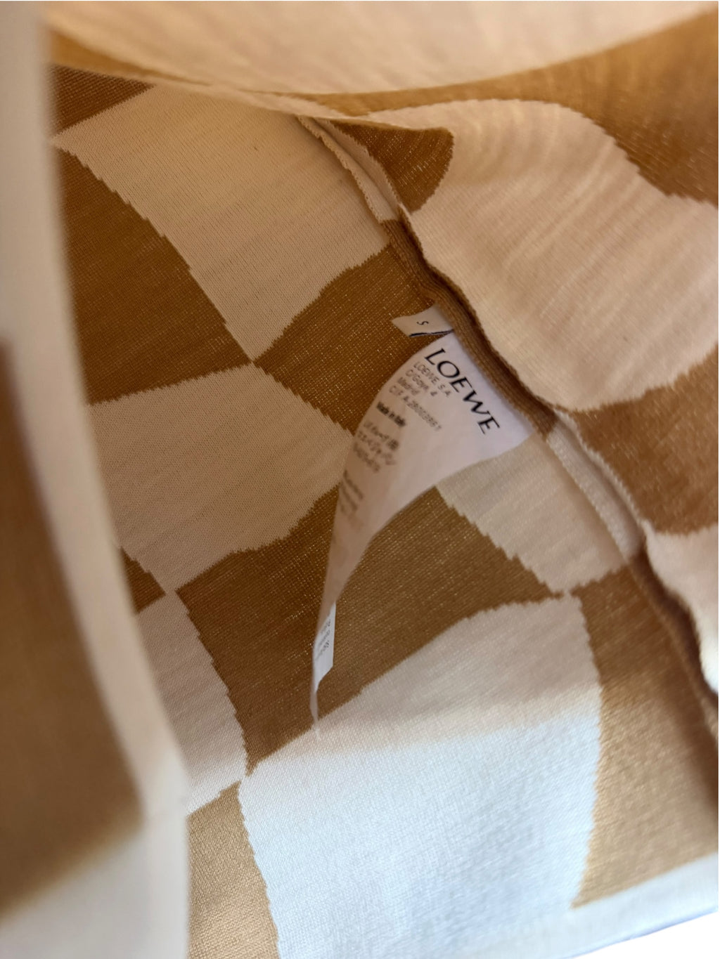 Loewe Wool Checkered Brown/Ivory Top