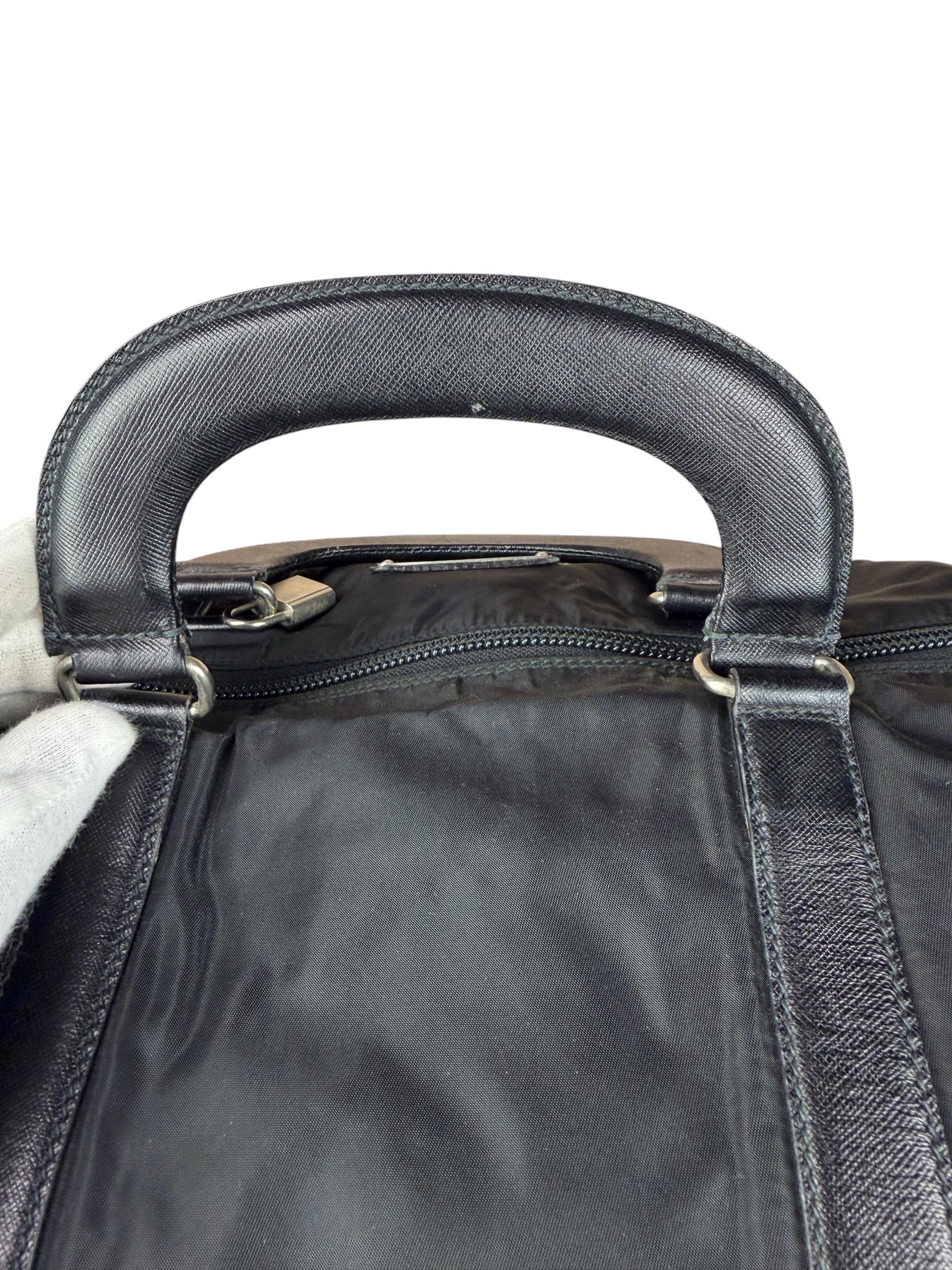 Prada Black Nylon Saffiano Travel Bag