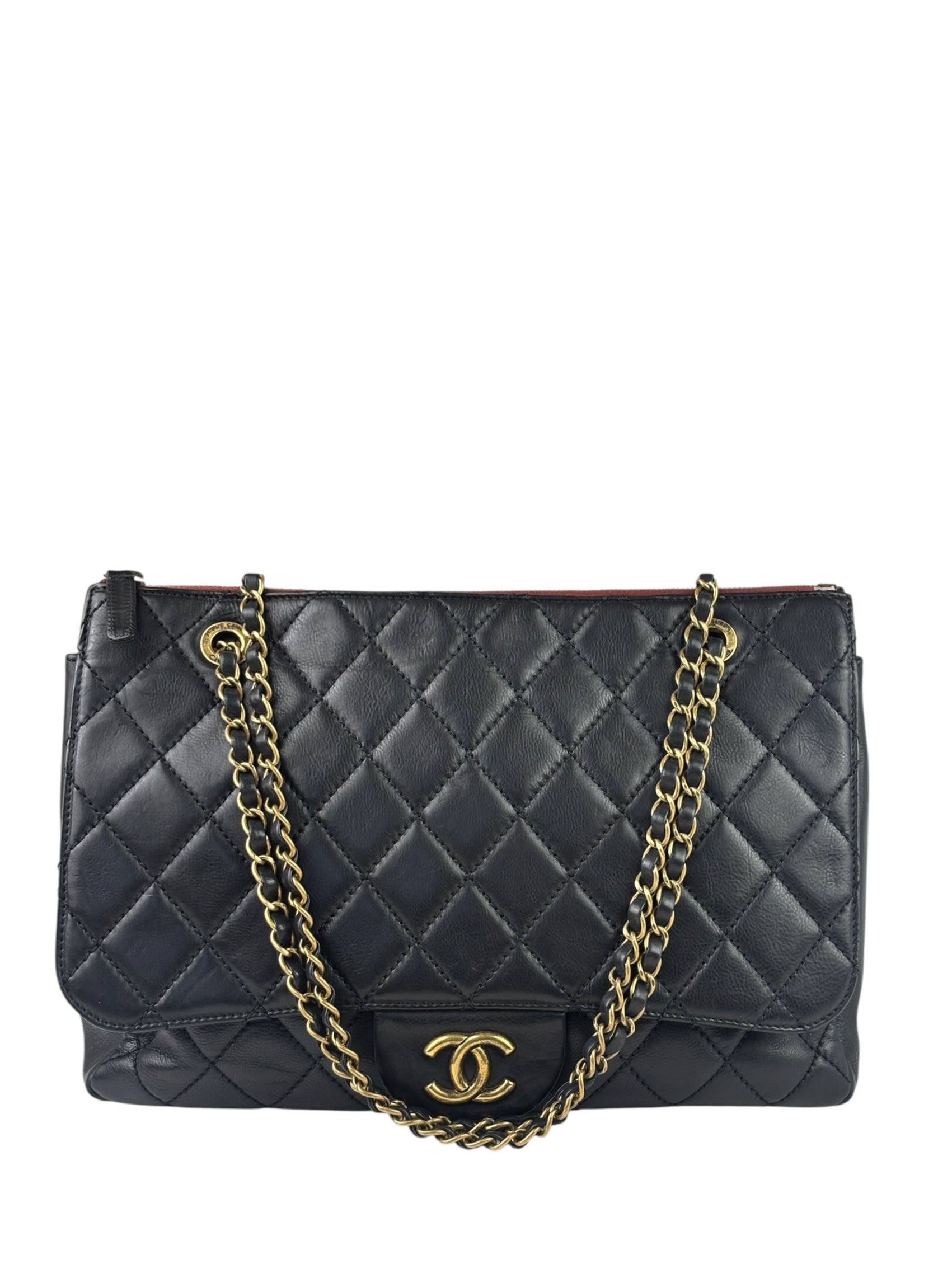 Chanel Vintage Black Quilted Lambskin Shoulder Bag 2010