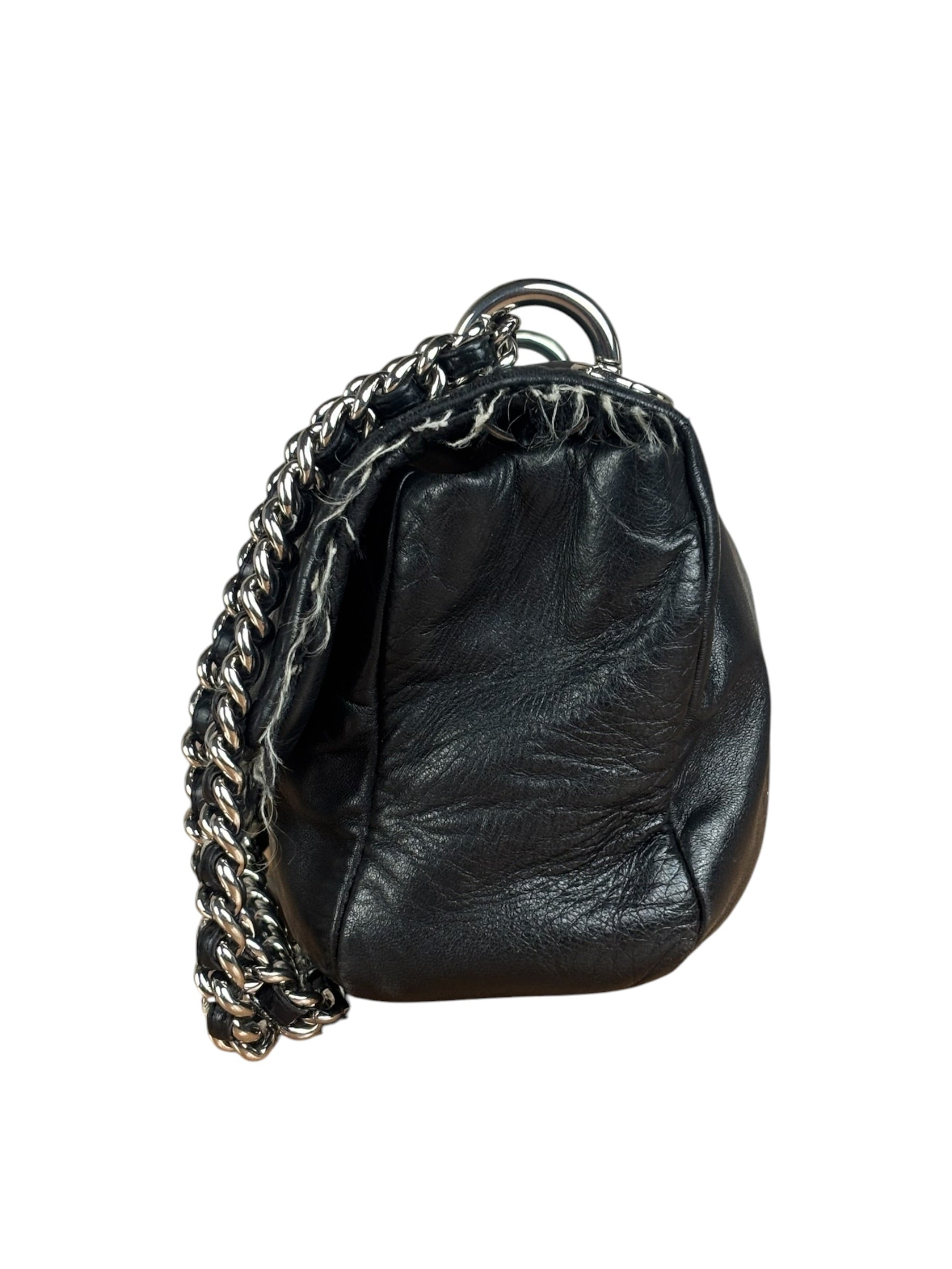 Chanel Black Classic Flap Tweed Shoulder Bag 2010
