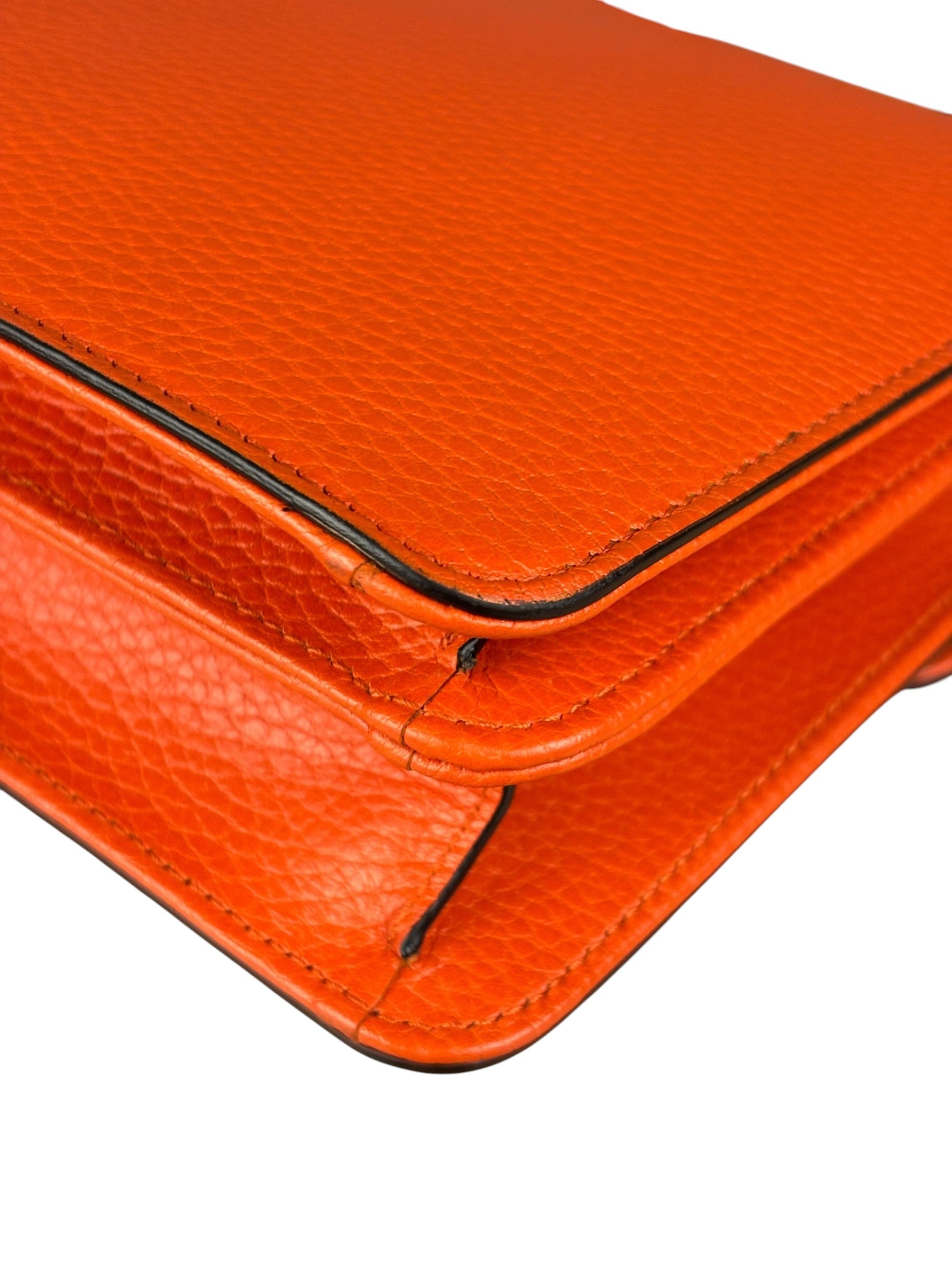 Gucci Orange Leather G Dollar Interlocking Small Shoulder Bag