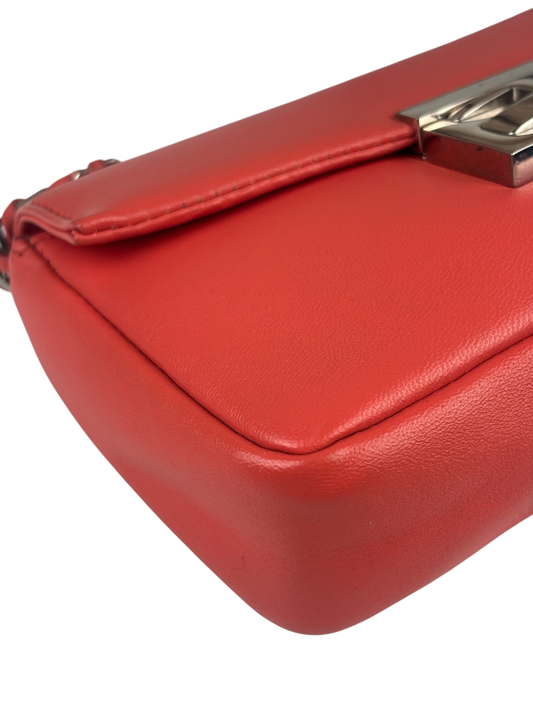 Fendi Coral Pink Leather Mini Baguette