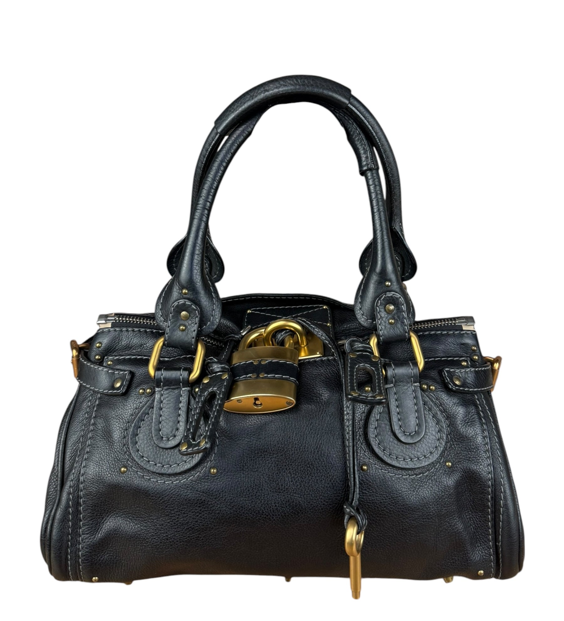 Chloé Dark Grey Leather Paddington Handbag