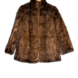 Vintage Brown Chevron Mink Fur Coat