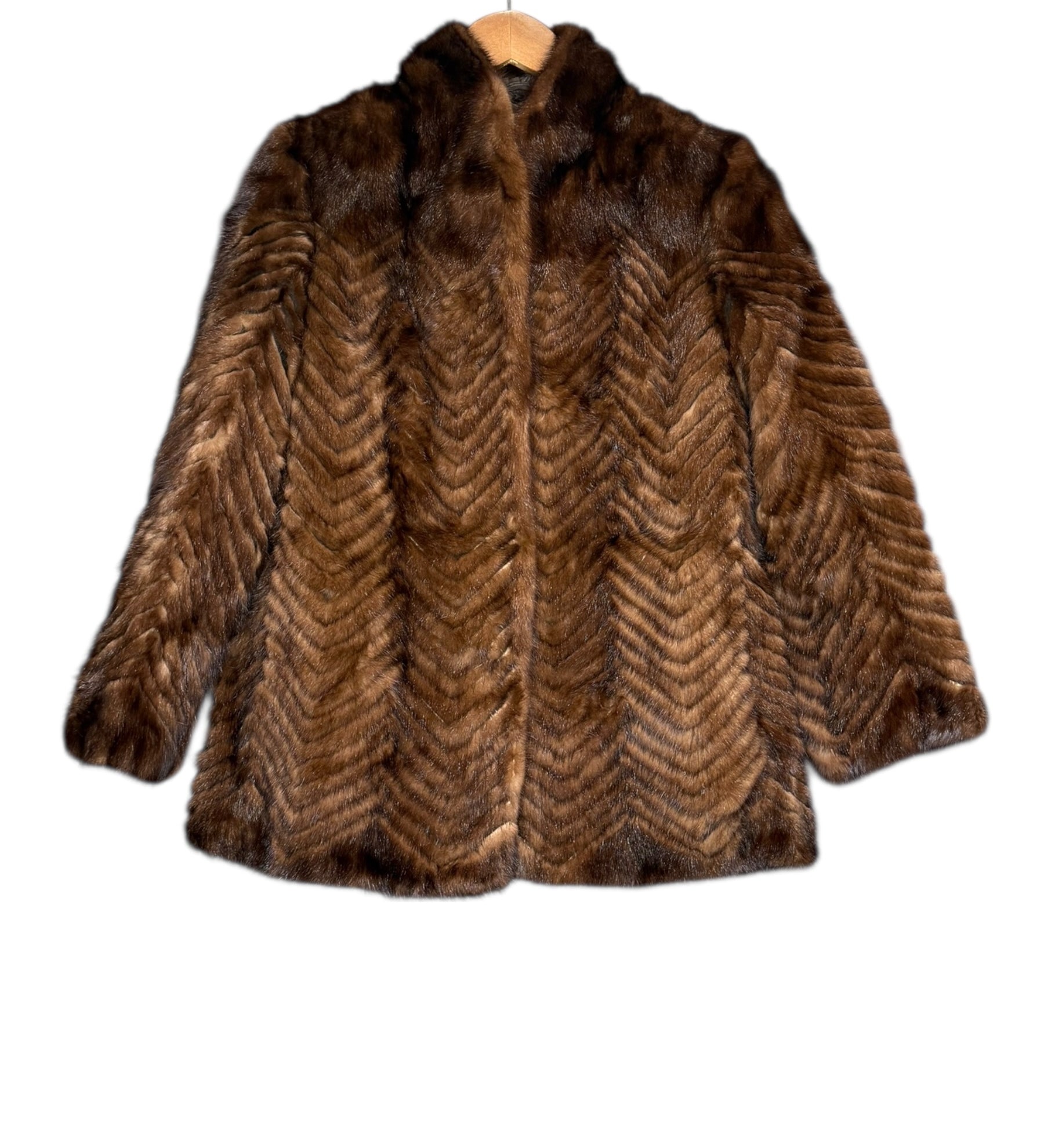 Vintage Brown Chevron Mink Fur Coat