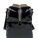 Chanel Black Leather Patent Chocolate Bar Bowler Hand Bag