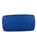 Bottega Veneta Blue Leather Small Nappa Intercciato Roma Satchel