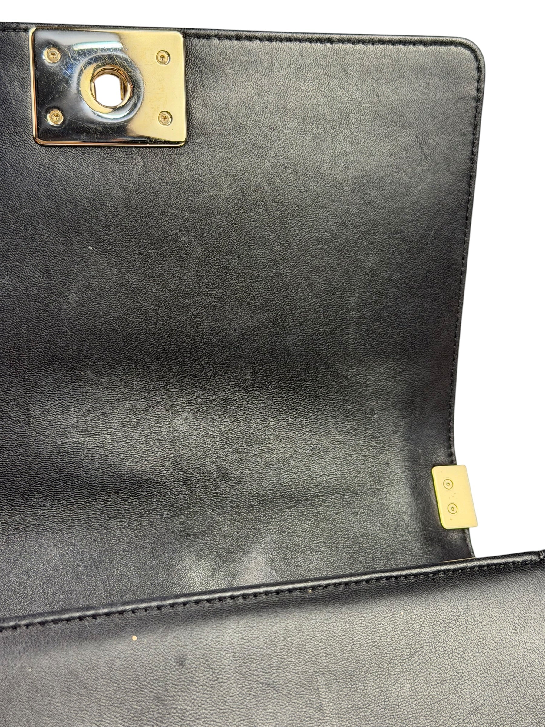 Chanel Black Chevron Leather Boy Medium Flap Bag 2017