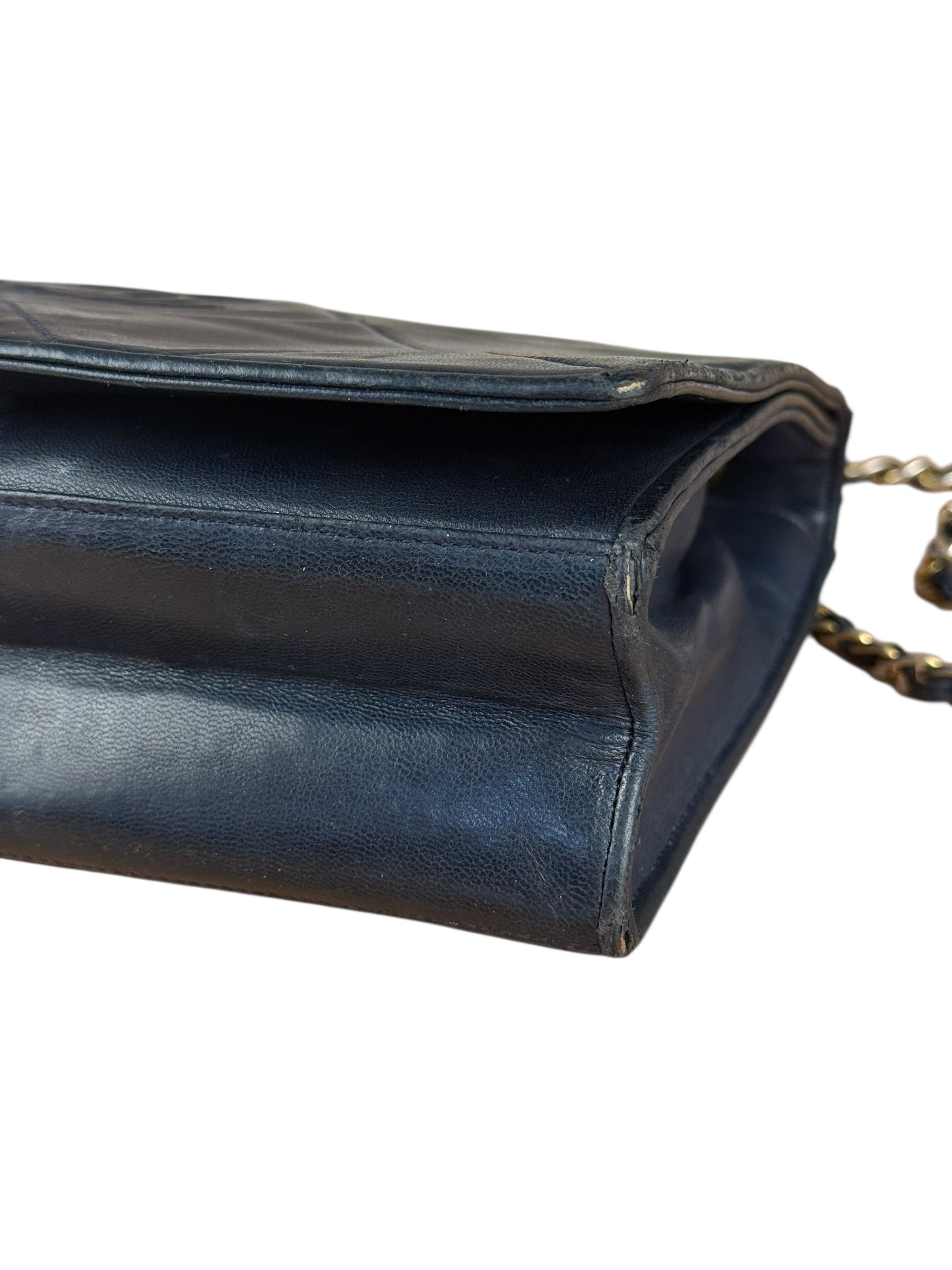 Chanel Black Diamond Stitch Flap CC Bag 1988