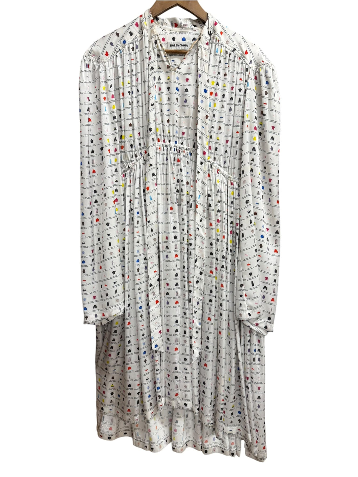 Balenciaga Thumbnail Graphic Oversized White Midi Dress