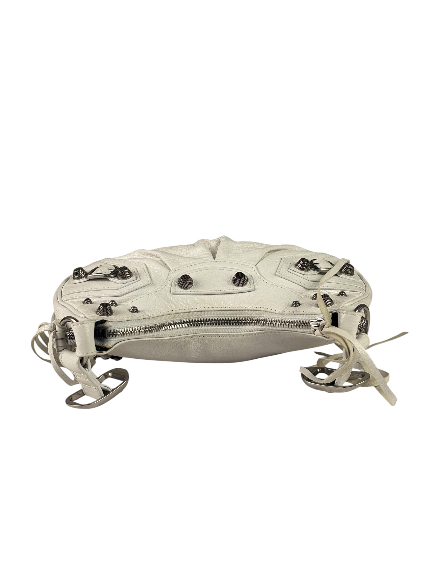 Balenciaga White Lambskin Le Cagole Shoulder Bag