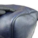 Christian Dior Vintage Navy Coated Canvas Boston Bag