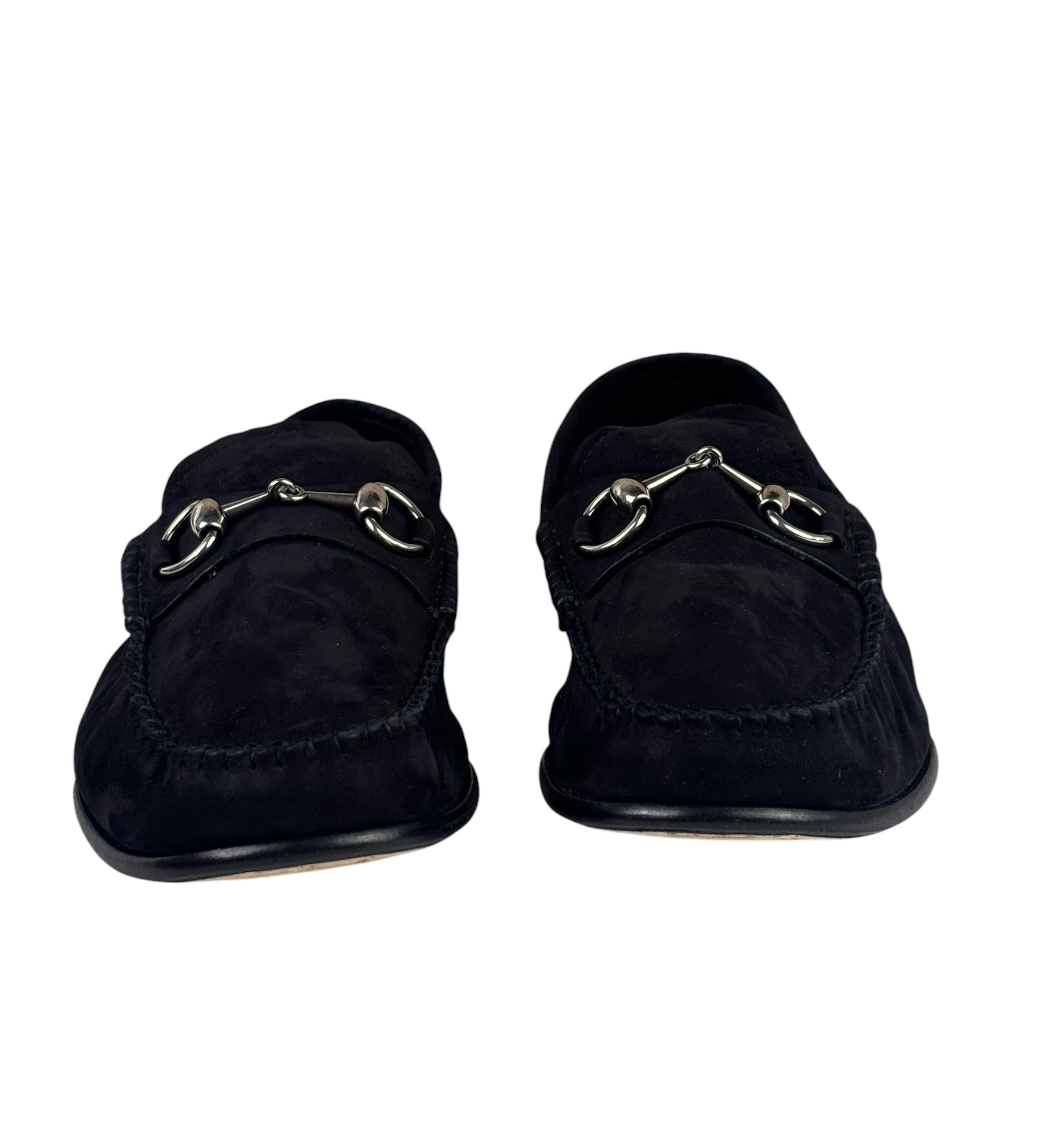 Gucci Black Suede Horsebit Loafers