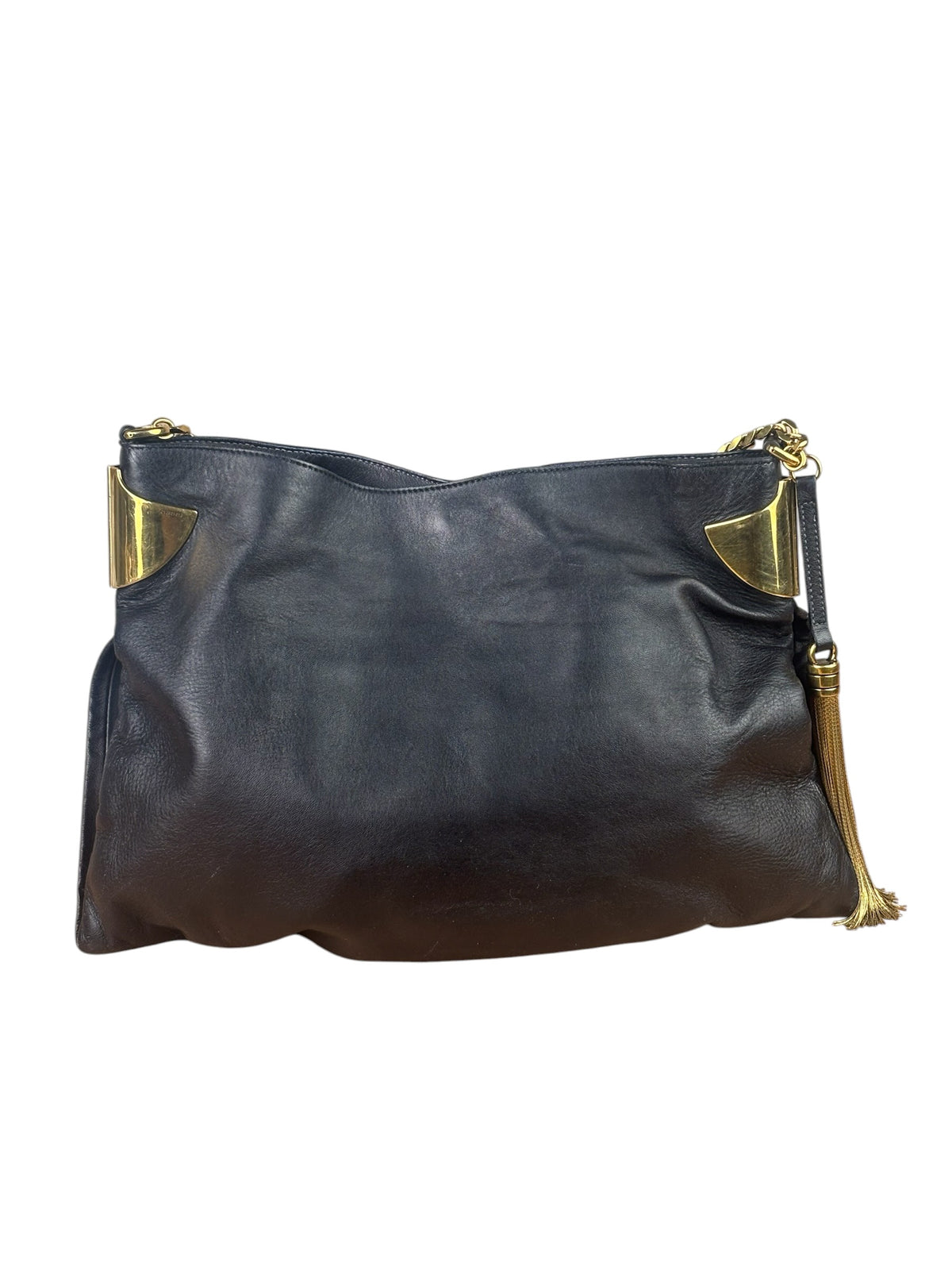 Gucci Black Leather 1970 Chain Hobo Bag